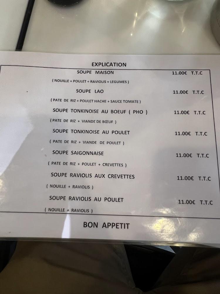 La tonkinoise - Menu Image 1